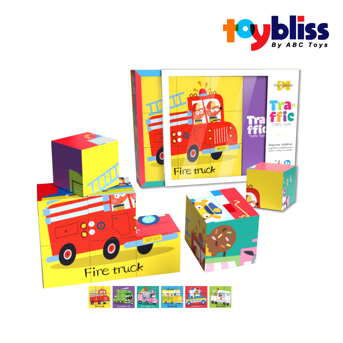 Toybliss PlayfulMario Traffic Block 6In1 Puzzle (88696), Ages 3+