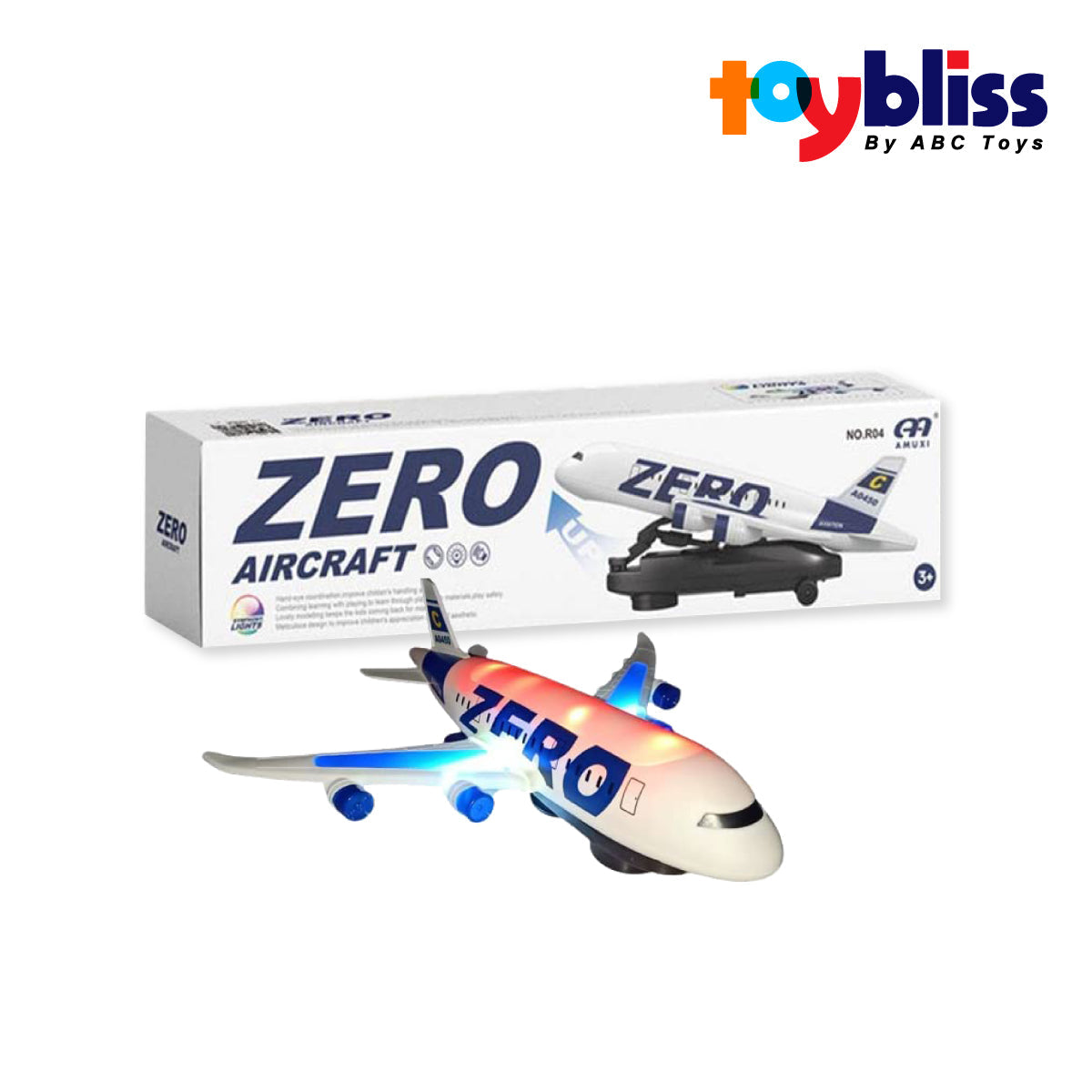 Toybliss AMUXI Zero Aircraft Plane with Lights & Sound (R04), Ages 3+ (Damage Box)