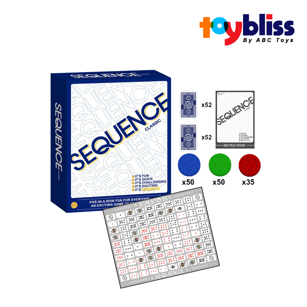 Toybliss SEQUENCE CLASSIC Board Game (8002B), Ages 7+