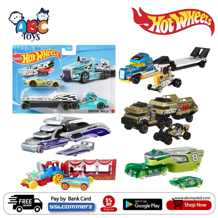 Hot Wheels BDW51R Super Rigs, Transporter Vehicle Assortment, Ages 3+