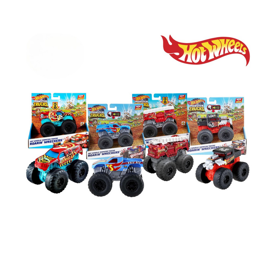 Hot Wheels HDX60 Monster Trucks Roaring Cars with Lights & Sounds (Damaged Box), Ages 3+