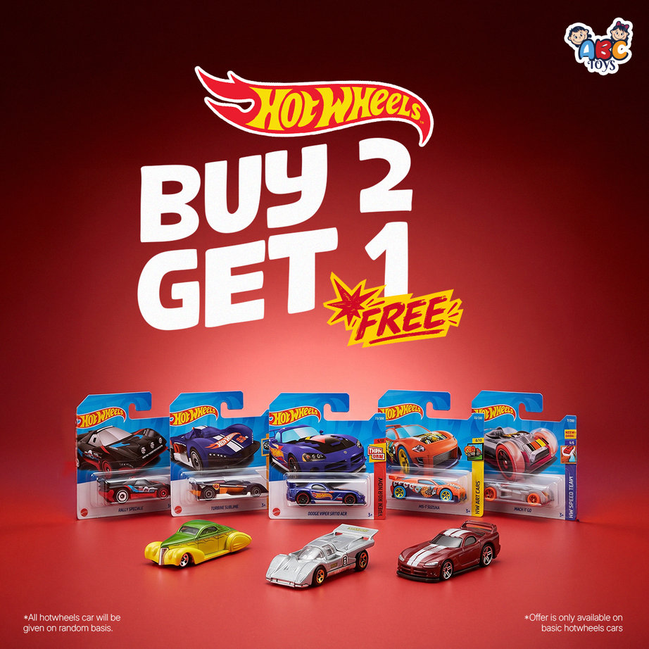 Hot Wheels C4982 Basic Car 1:64 Scale – Buy 2 Get 1 Free | Models Selected at Random | Ages 3+