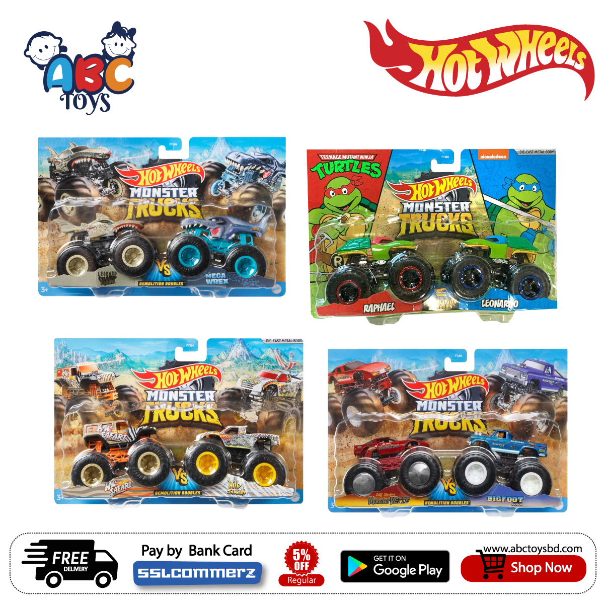 Best Buy: Hot Wheels Monster Trucks Demolition Doubles (2-Pack) Styles May  Vary FYJ64