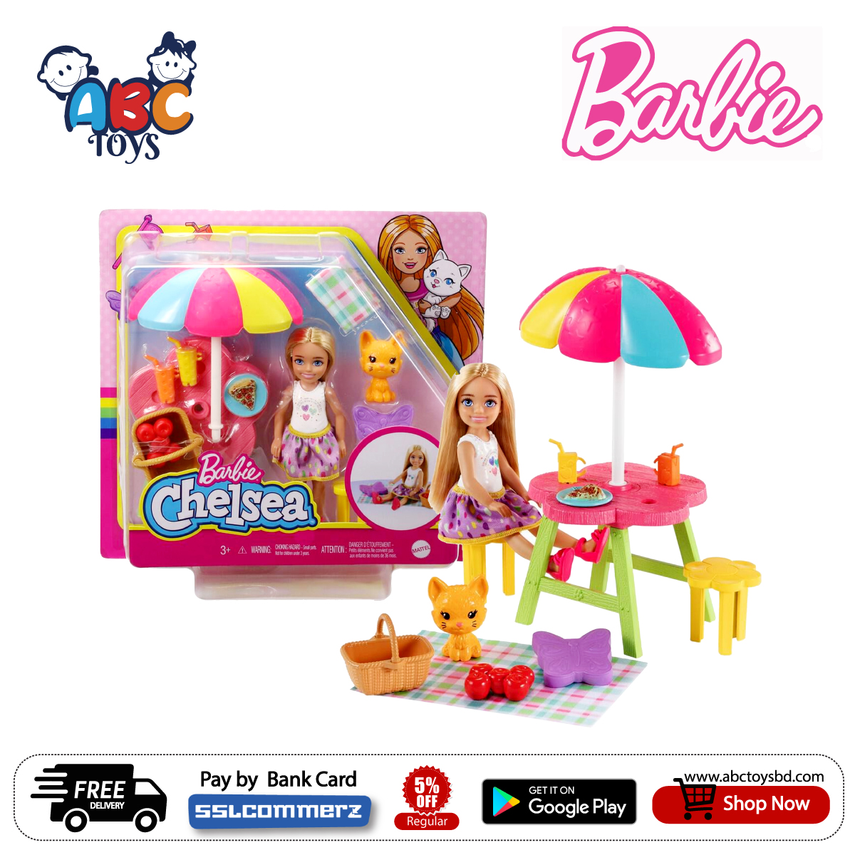 Barbie club chelsea picnic doll & playset hot sale