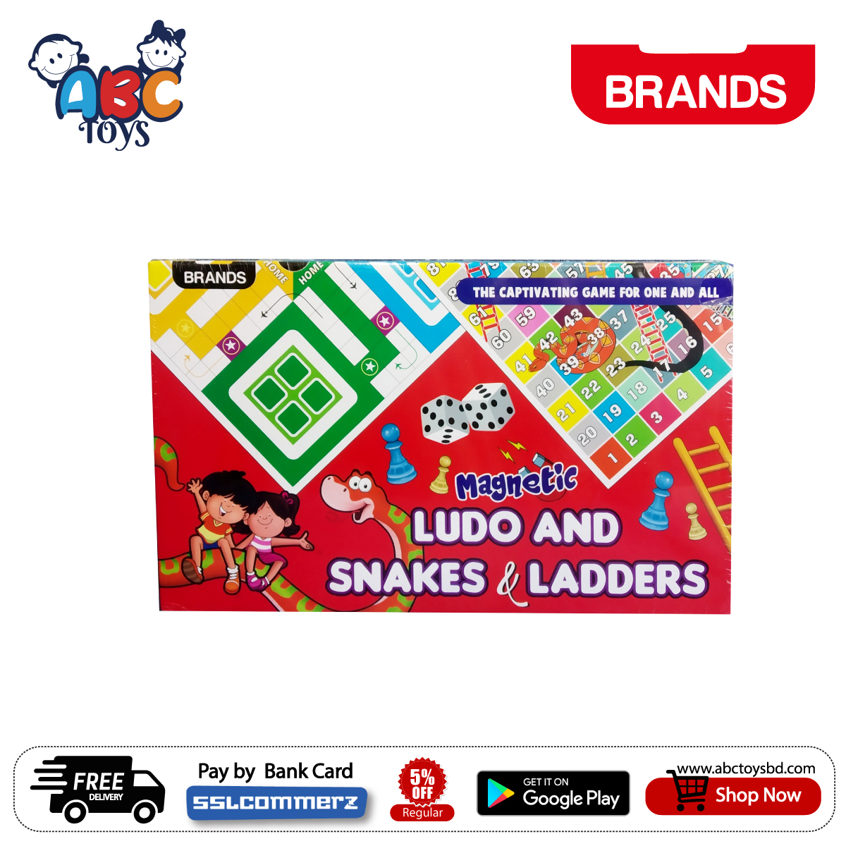 BRANDS 76 Magnetic Ludo, Snakes & Ladders - Abc Toys